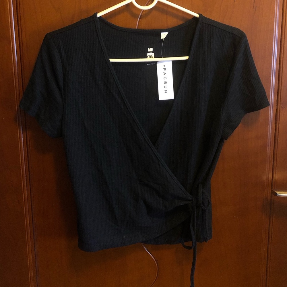 Black Cross Wrap Shirt